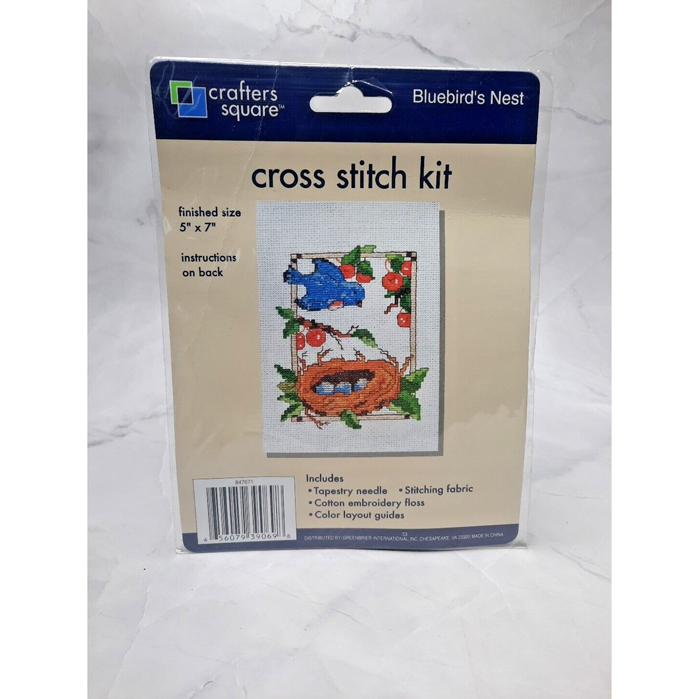 Crafters Square Cross Stitch Kit Bluebirds Nest 5x7